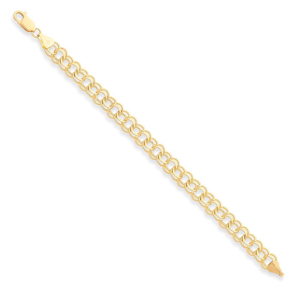 14k Yellow Gold Double Link Charm Bracelet