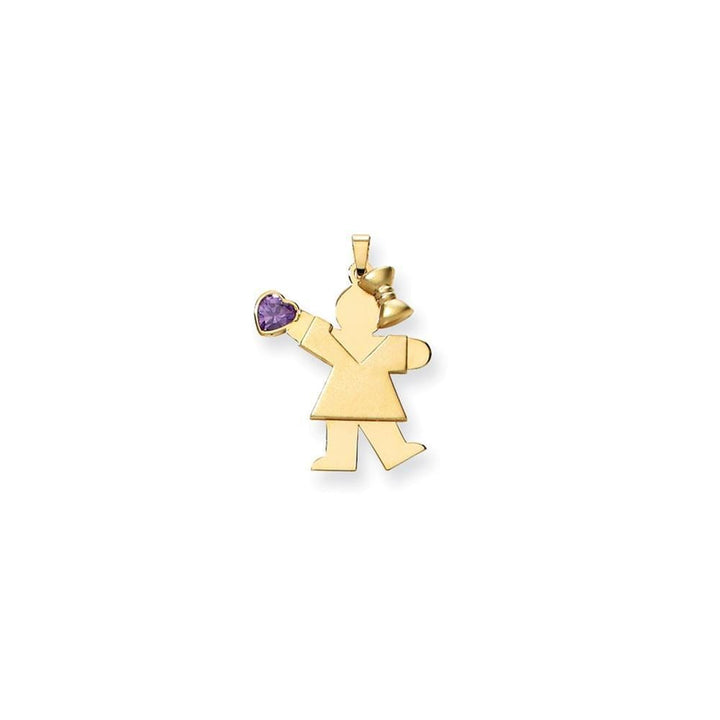 14k Yellow Gold Feb. Birthstone Kiss Girl Charm