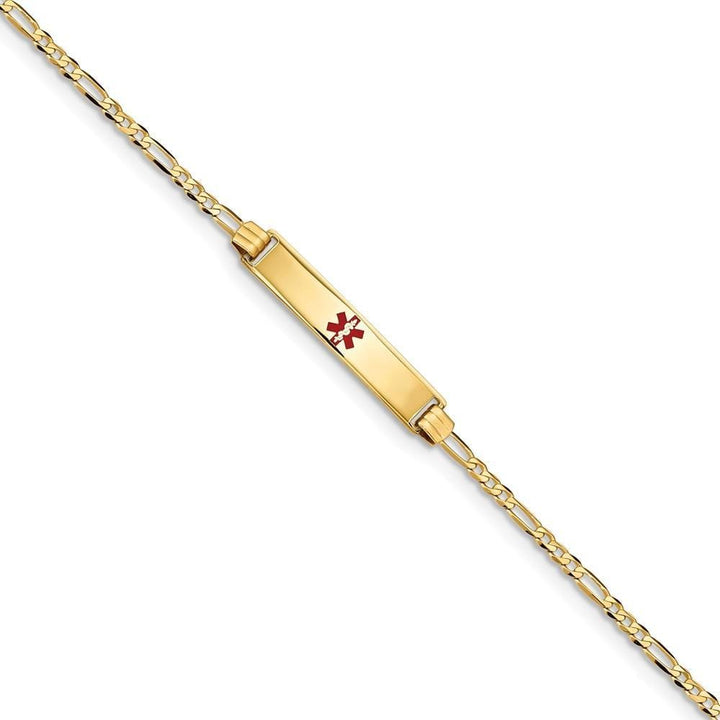 14K Yellow Gold Figaro Link Medical ID Bracelet