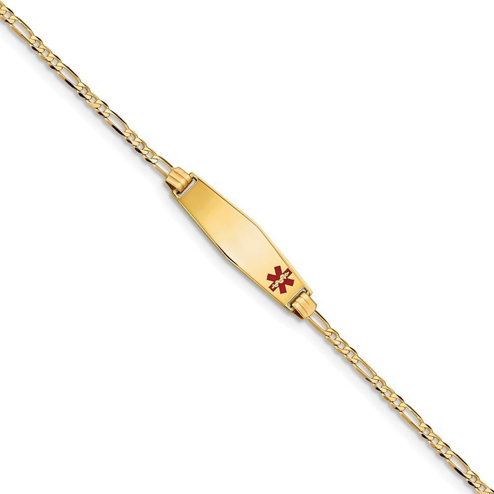 14K Yellow Gold Figaro Link Medical ID Bracelet