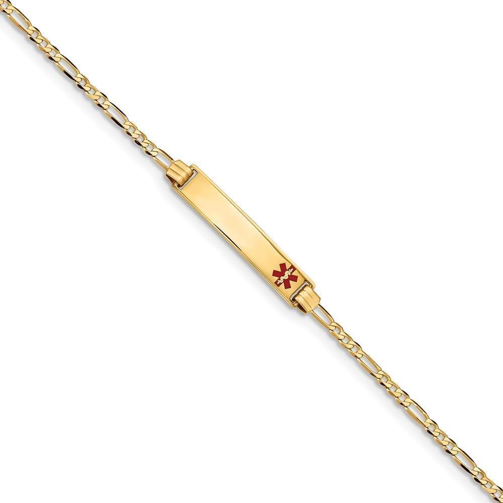 14K Yellow Gold Figaro Link Medical ID Bracelet