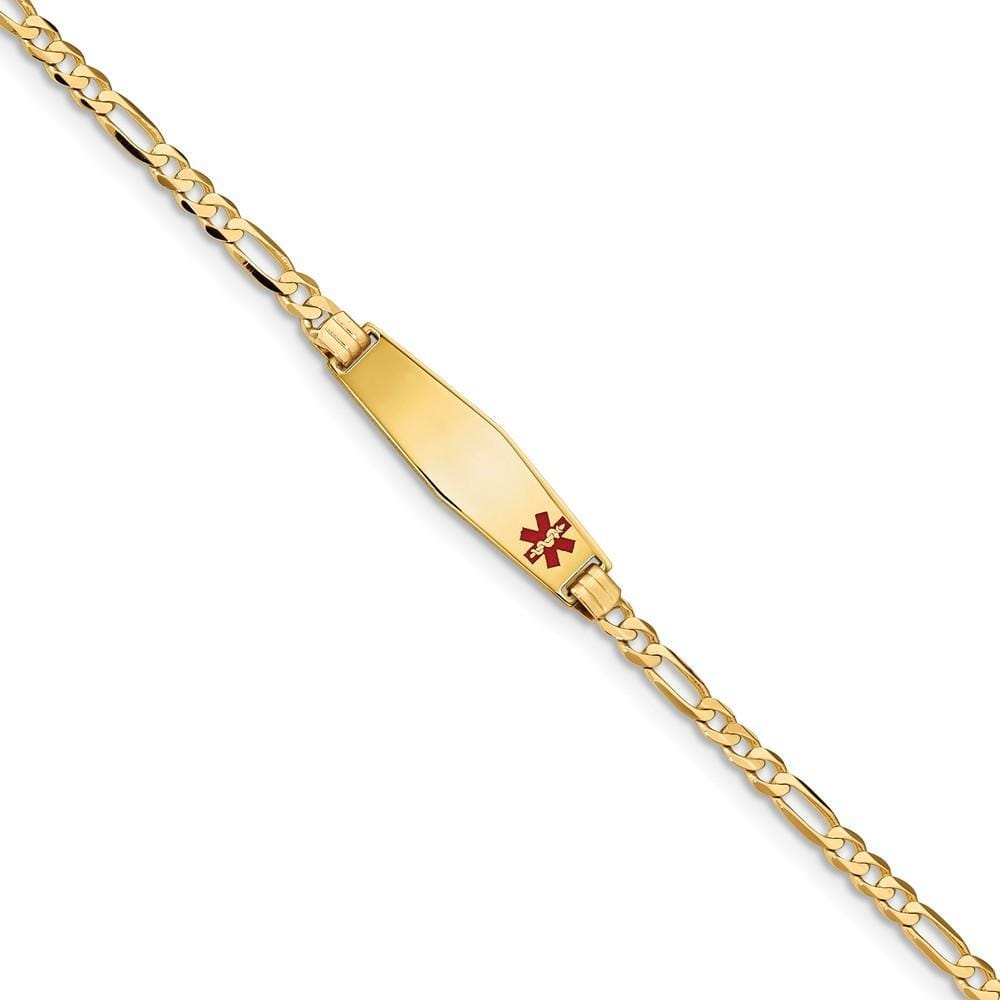 14K Yellow Gold Figaro Link Medical ID Bracelet