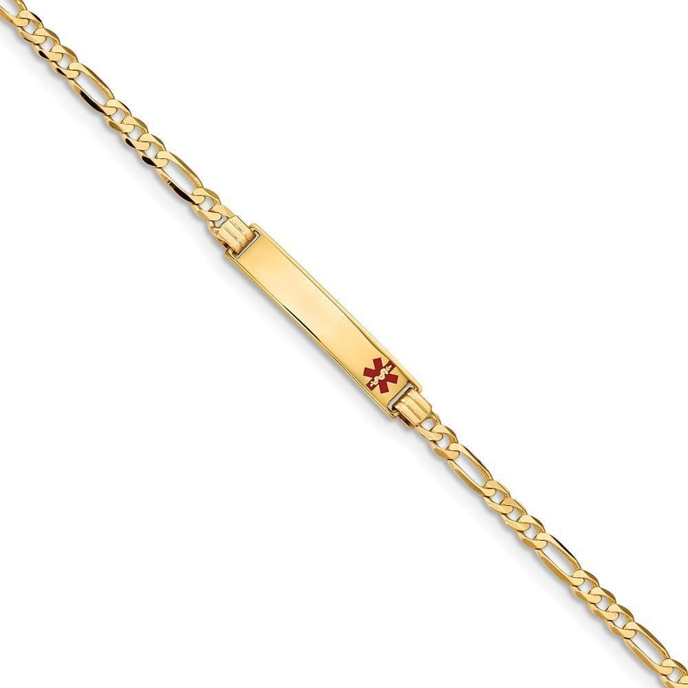 14K Yellow Gold Figaro Link Medical ID Bracelet