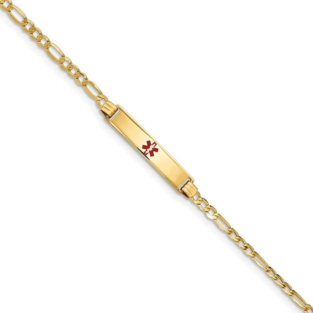 14K Yellow Gold Figaro Link Medical ID Bracelet