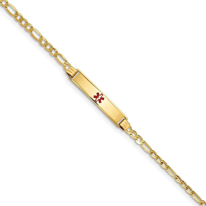 14K Yellow Gold Figaro Link Medical ID Bracelet