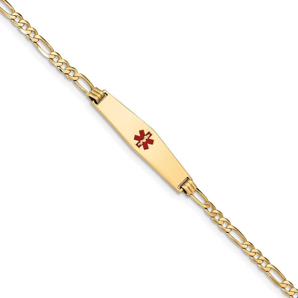 14K Yellow Gold Figaro Link Medical ID Bracelet