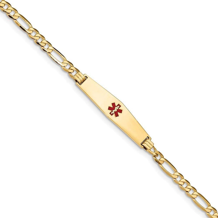 14K Yellow Gold Figaro Link Medical ID Bracelet