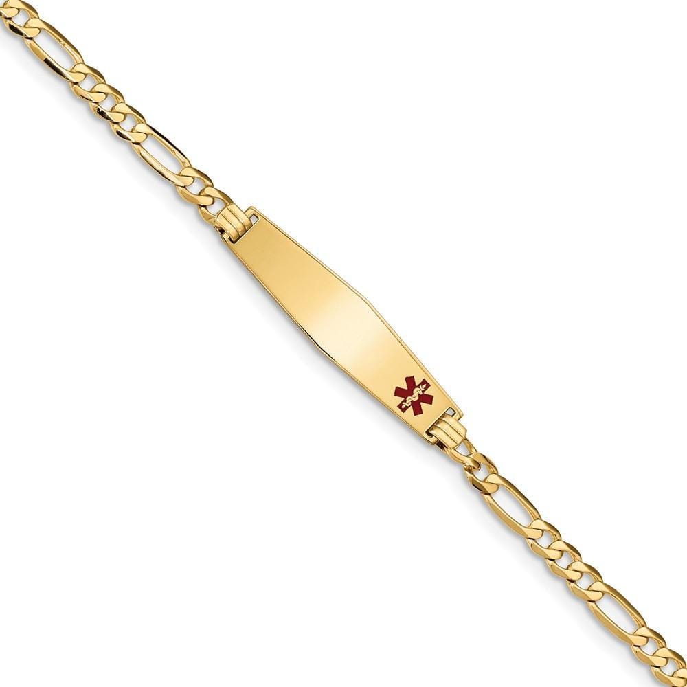 14K Yellow Gold Figaro Link Medical ID Bracelet