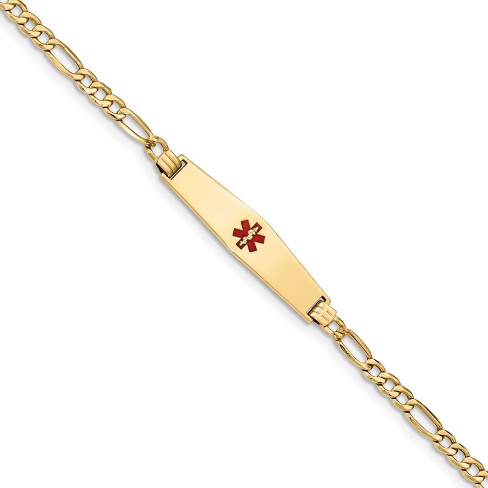 14K Yellow Gold Figaro Link Medical ID Bracelet