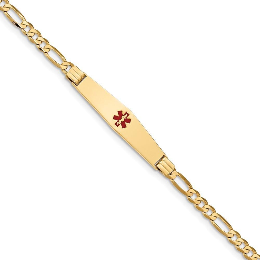 14K Yellow Gold Figaro Link Medical ID Bracelet