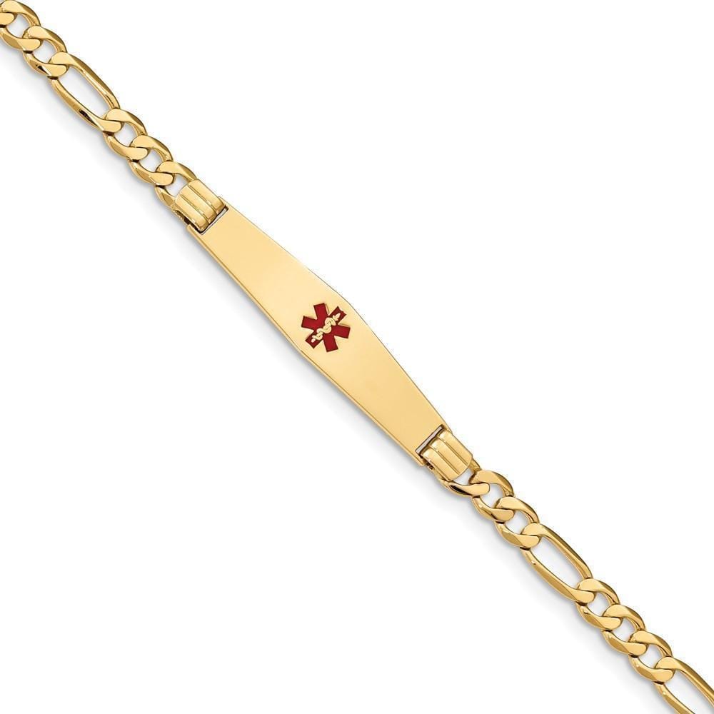 14K Yellow Gold Figaro Link Medical ID Bracelet