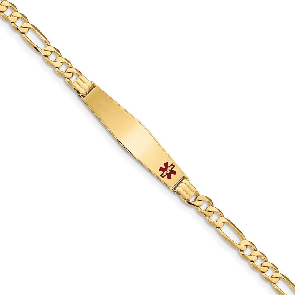 14K Yellow Gold Figaro Link Medical ID Bracelet