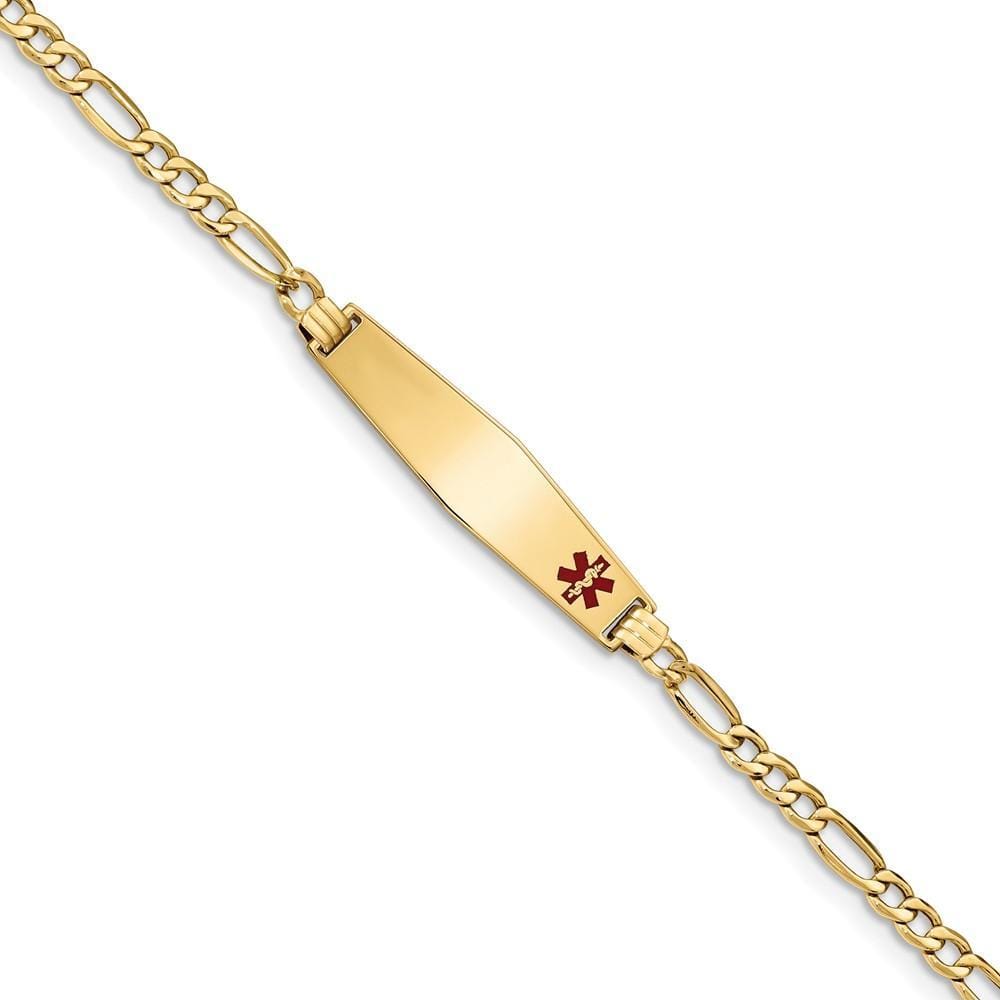 14K Yellow Gold Figaro Link Medical ID Bracelet