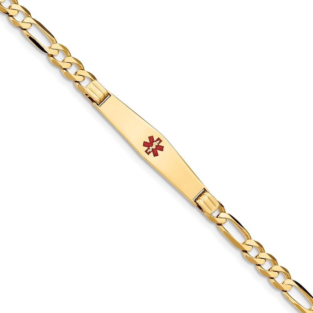 14K Yellow Gold Figaro Link Medical ID Bracelet