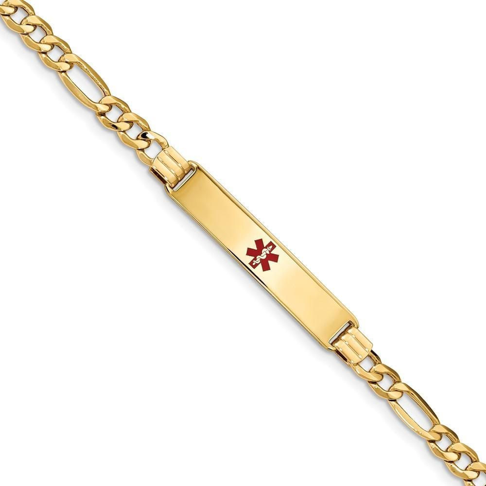 14K Yellow Gold Figaro Link Medical ID Bracelet