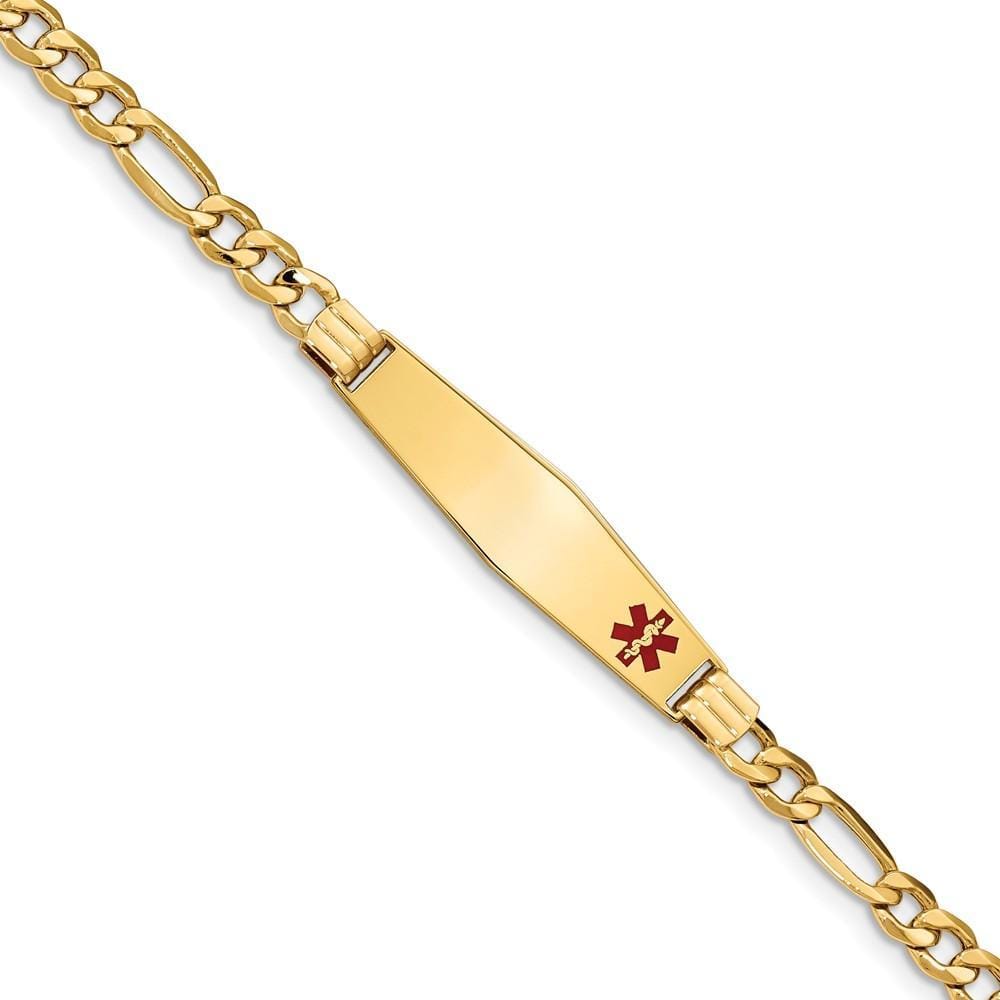 14K Yellow Gold Figaro Link Medical ID Bracelet