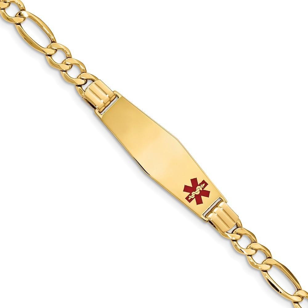 14K Yellow Gold Figaro Link Medical ID Bracelet