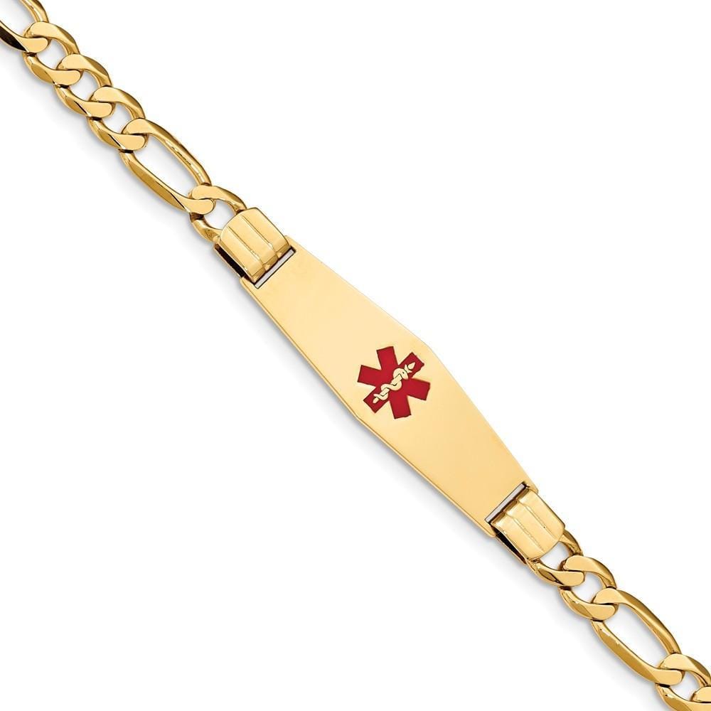 14K Yellow Gold Figaro Link Medical ID Bracelet