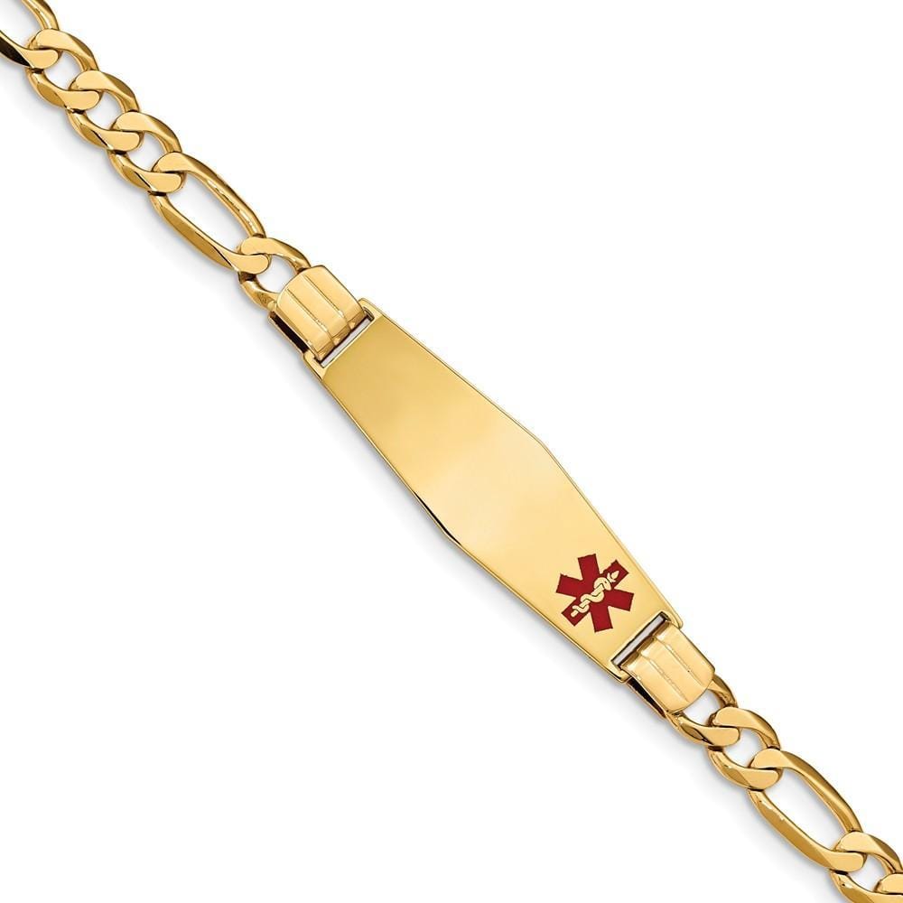 14K Yellow Gold Figaro Link Medical ID Bracelet