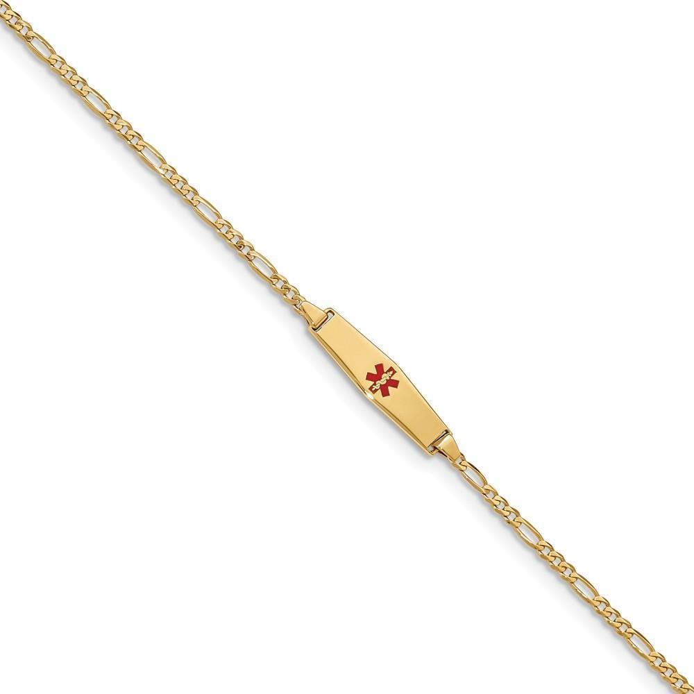 14K Yellow Gold Figaro Medical ID Bracelet