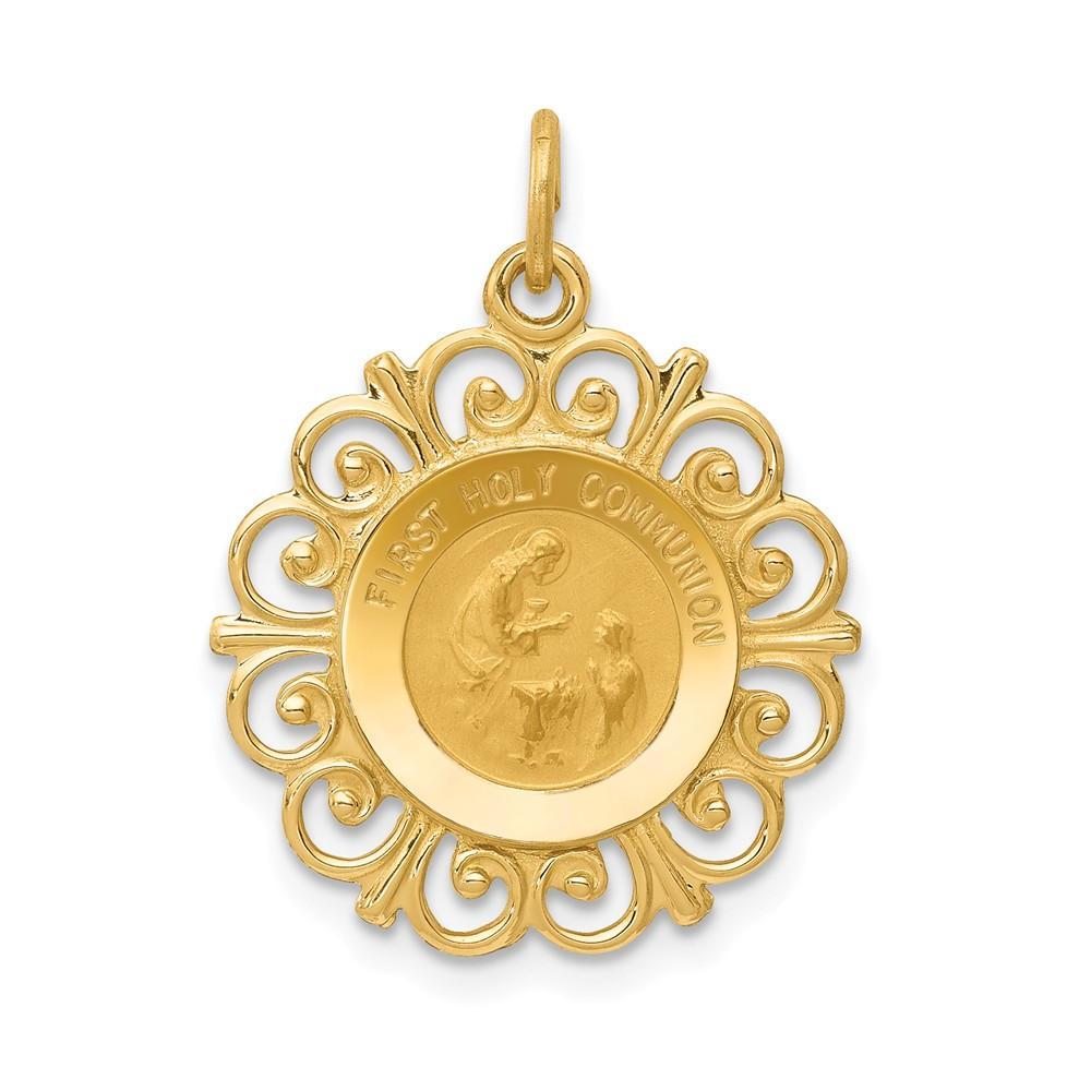 14k Yellow Gold First Holy Communion Medal. Engraving fee $22.00.