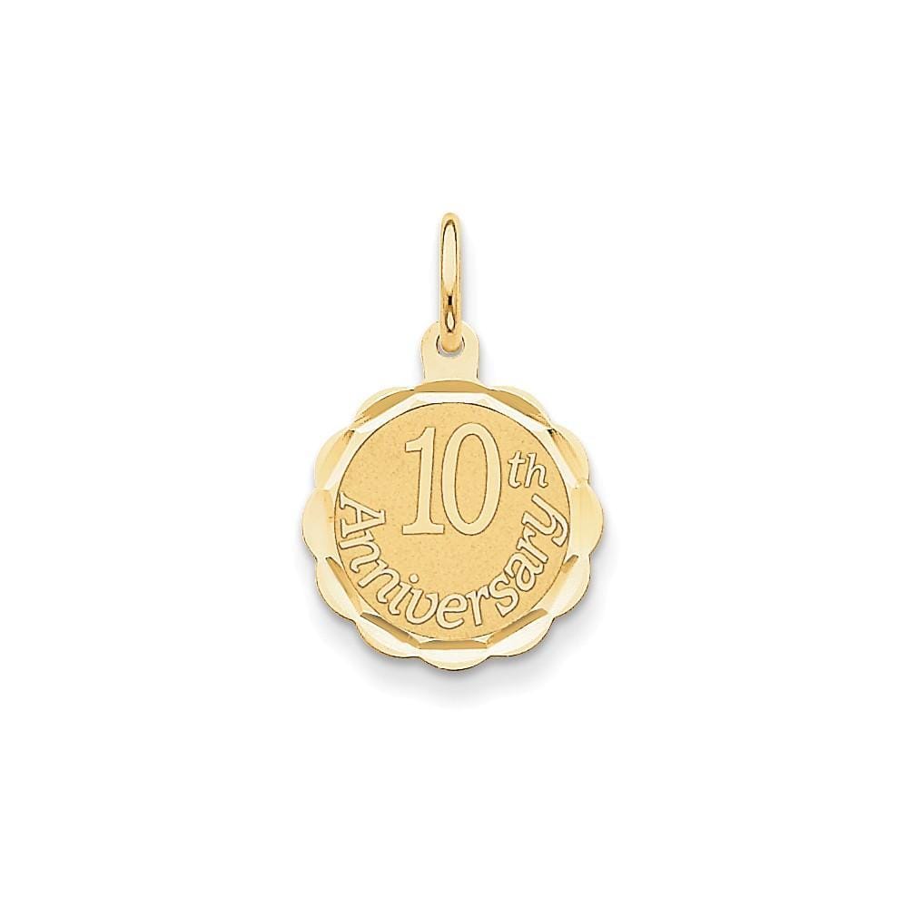 14k Yellow Gold Happy 10th Anniversary Charm