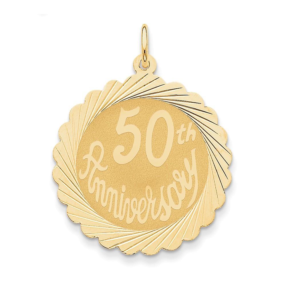 14k Yellow Gold Happy 50th Anniversary Charm