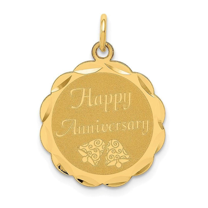 14k Yellow Gold Happy Anniversary Charm Pendant