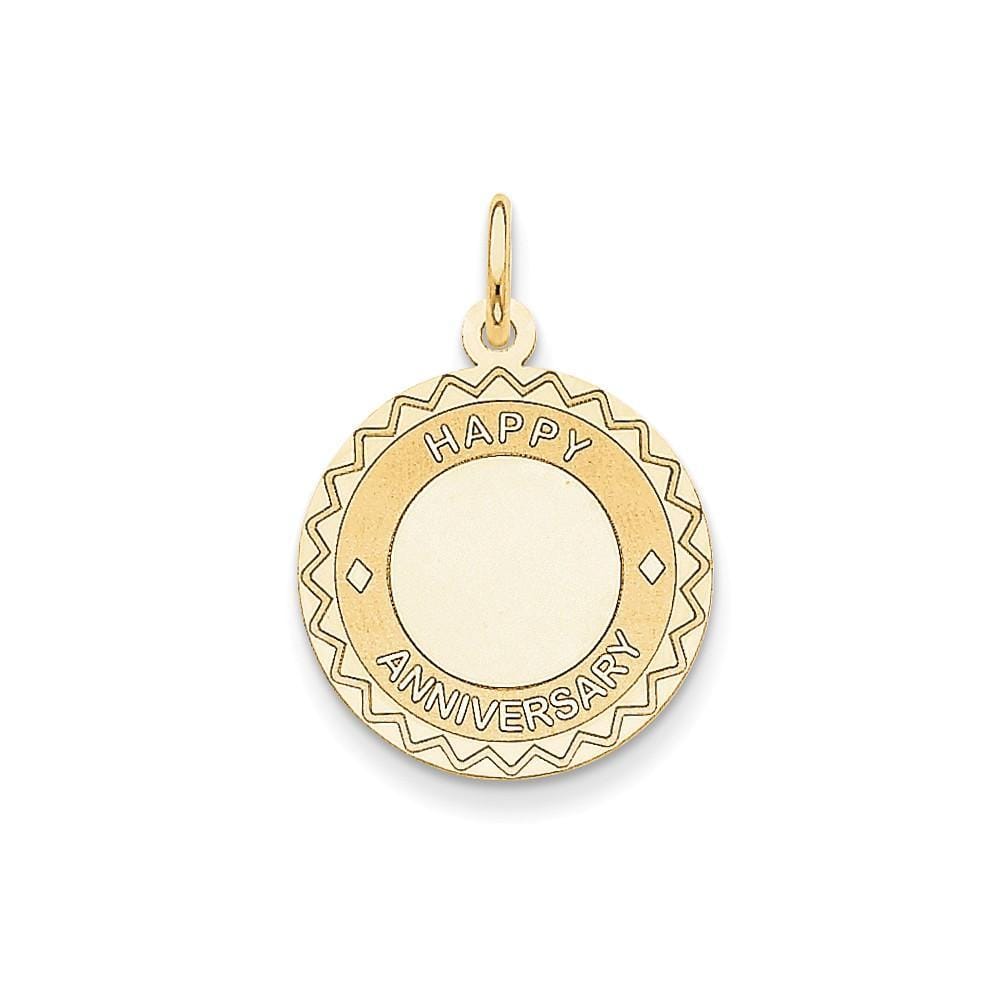 14k Yellow Gold Happy Anniversary Charm Pendant
