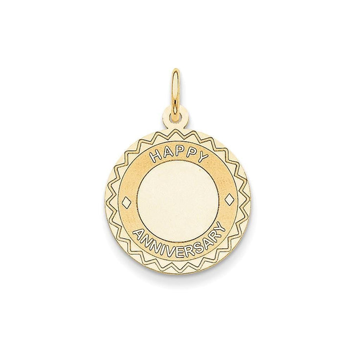 14k Yellow Gold Happy Anniversary Charm Pendant
