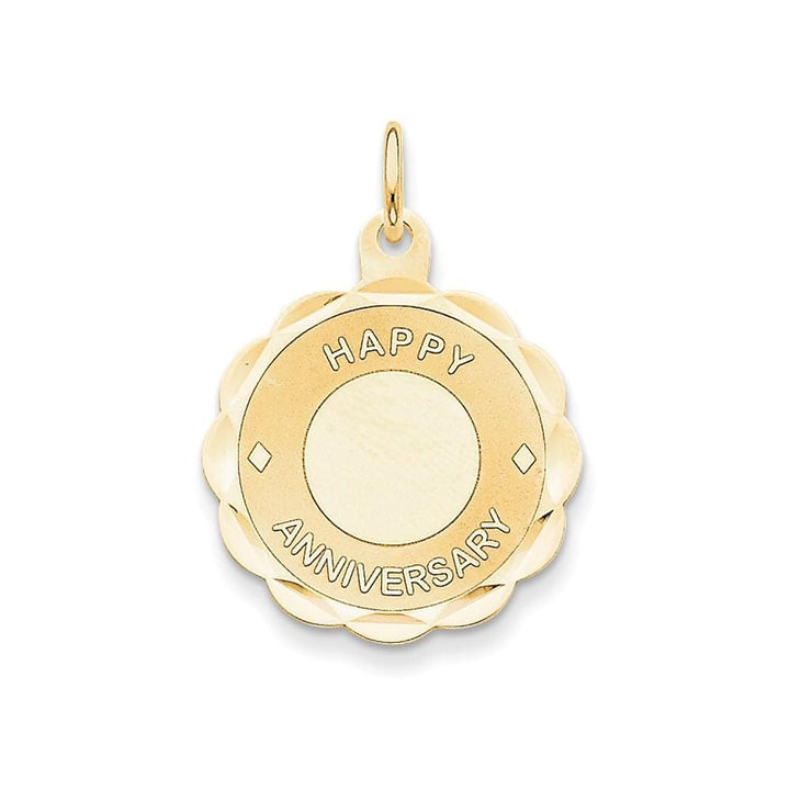 14k Yellow Gold Happy Anniversary Charm Pendant