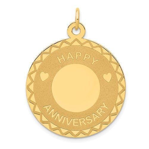 14k Yellow Gold Happy Anniversary Charm Pendant.