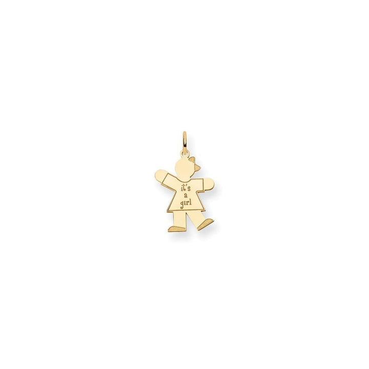 14k Yellow Gold It's a Girl Kiss Charm