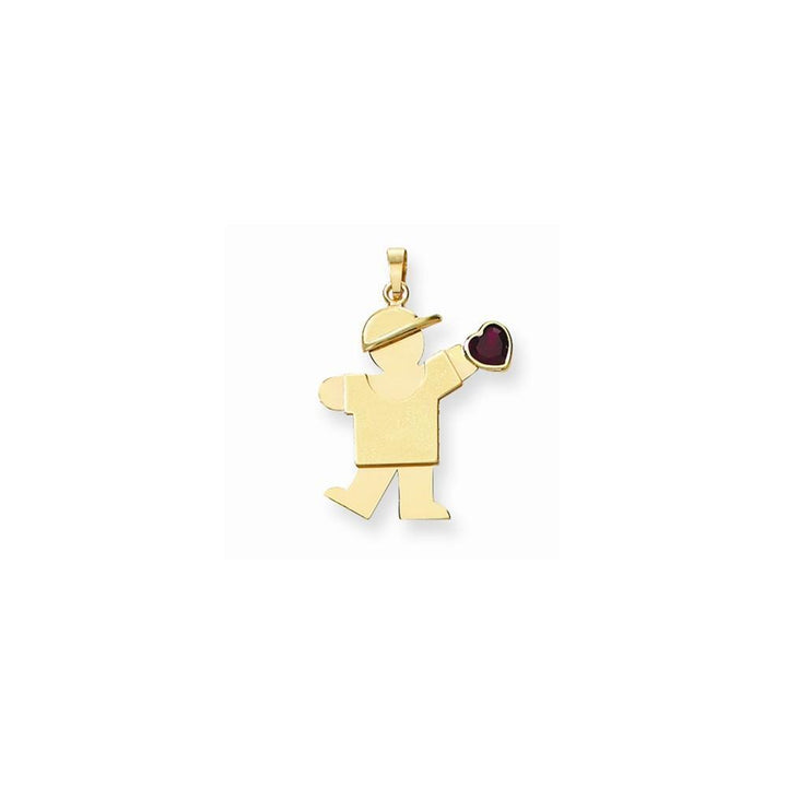 14k Yellow Gold January Birthstone Kiss Boy Charm