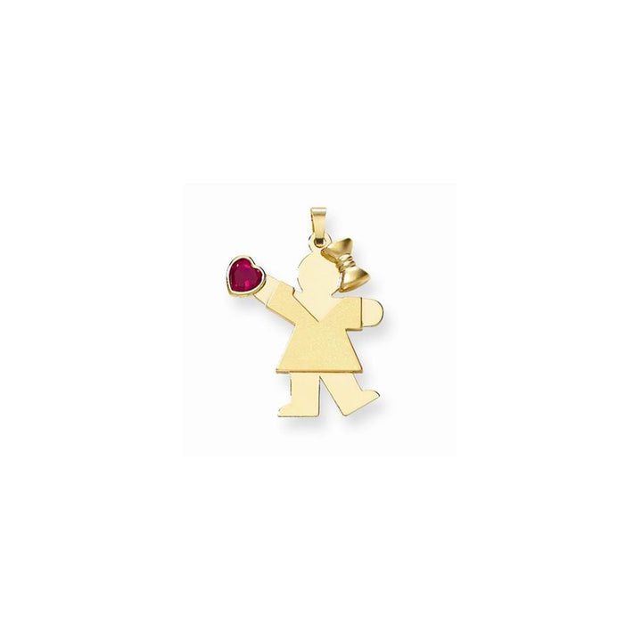 14k Yellow Gold July Birthstone Kiss Girl Charm