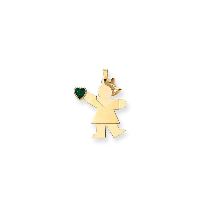 14k Yellow Gold May Birthstone Kiss Girl Charm