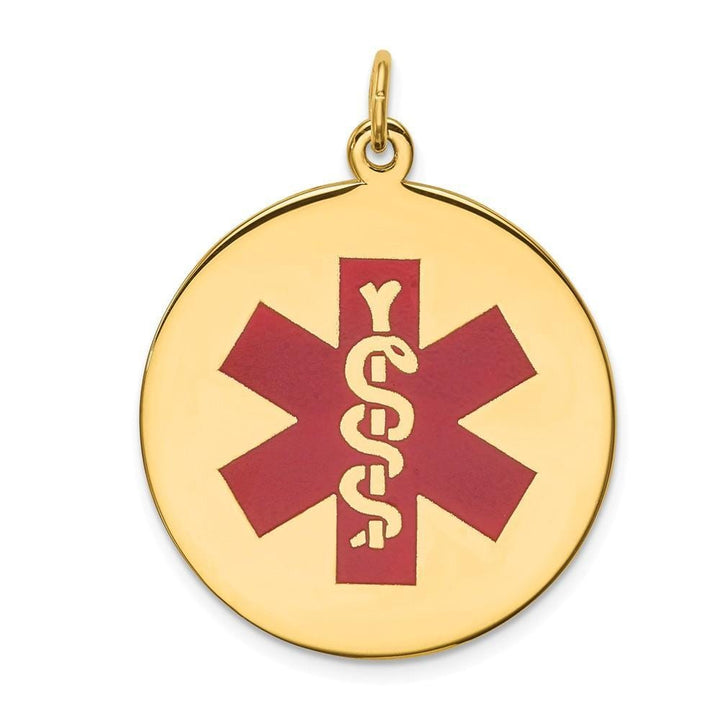 14k Yellow Gold Medical Alert ID Charm Pendant