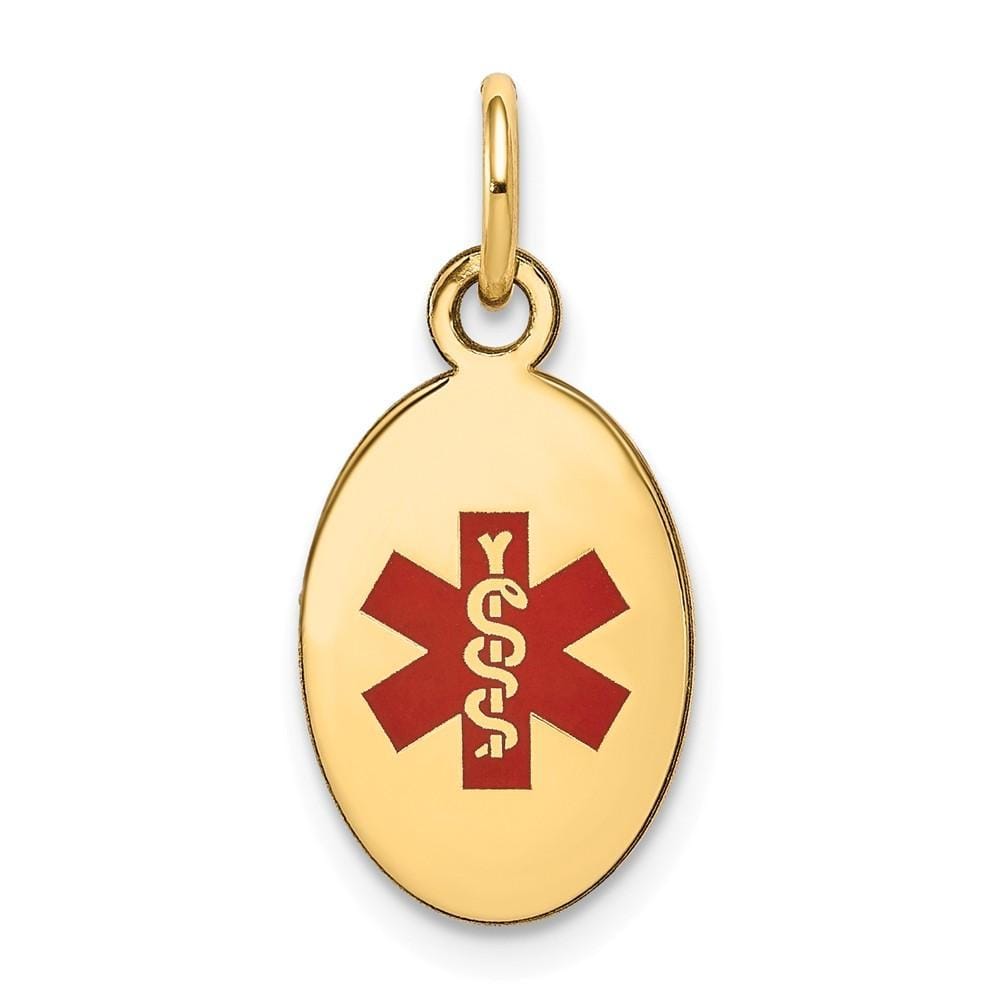 14k Yellow Gold Medical Alert ID Charm Pendant