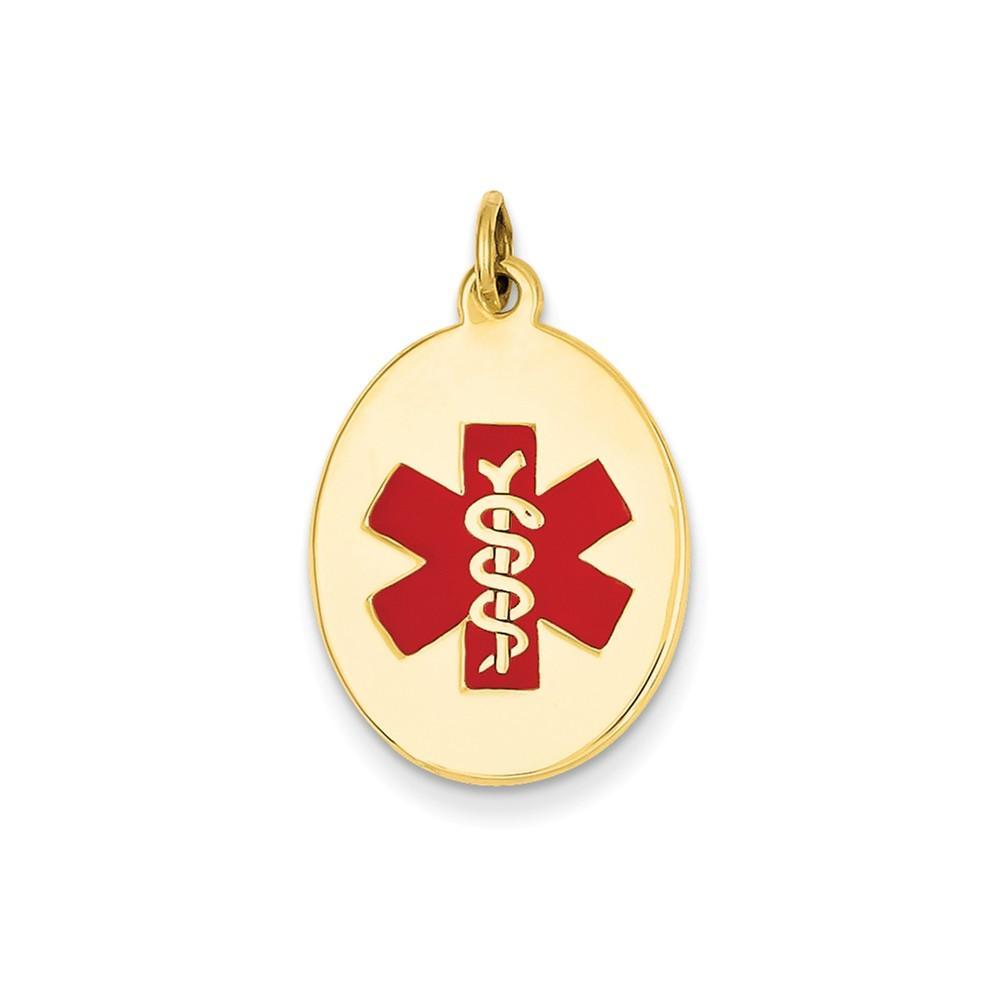 14k Yellow Gold Medical Alert ID Charm Pendant