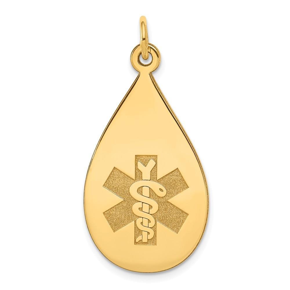 14k Yellow Gold Medical Alert Pendant