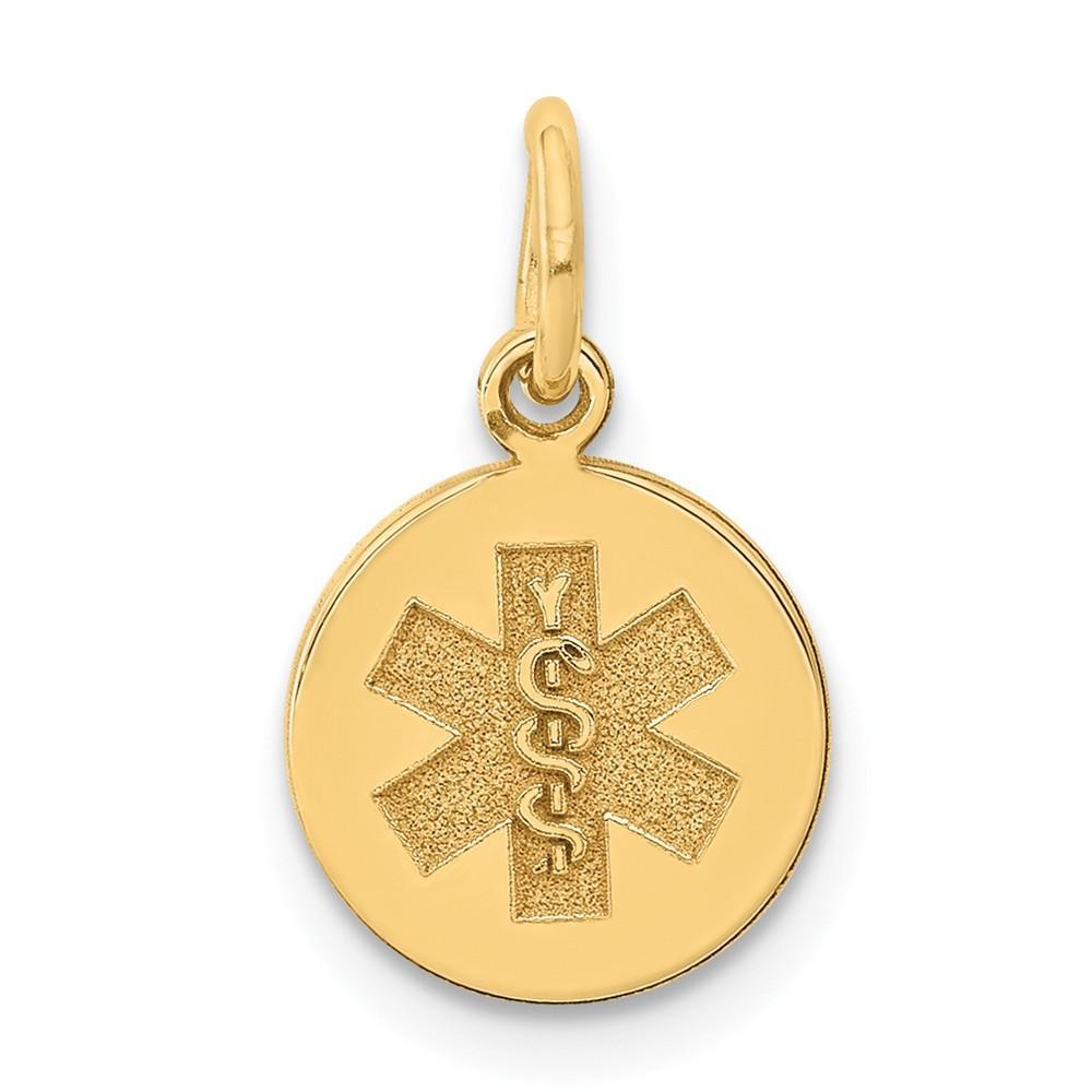 14k Yellow Gold Medical Alert Pendant