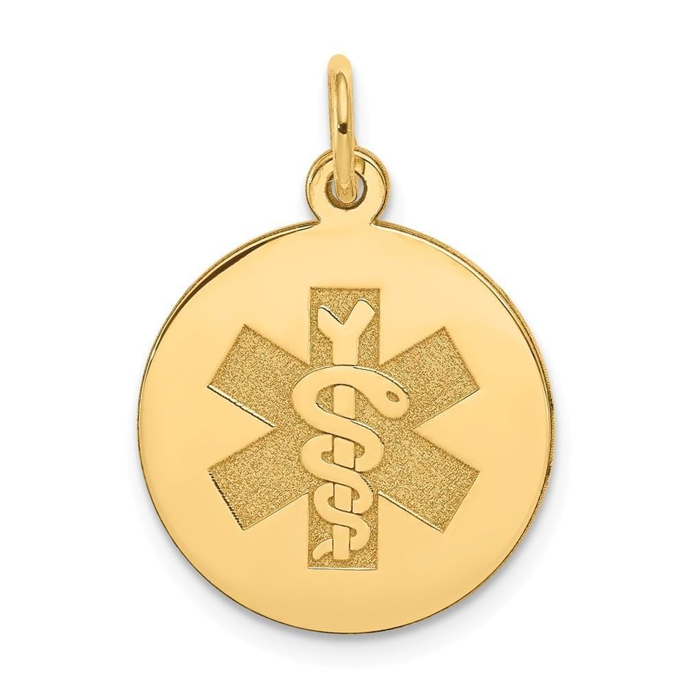 14k Yellow Gold Medical Alert Pendant