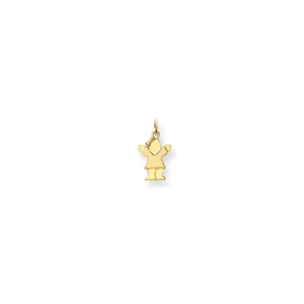 14k Yellow Gold Mini Girl With Bow Love Charm