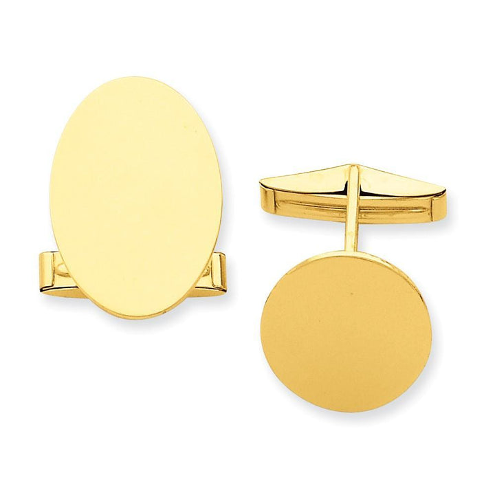 14k Yellow Gold Oval Cuff Links