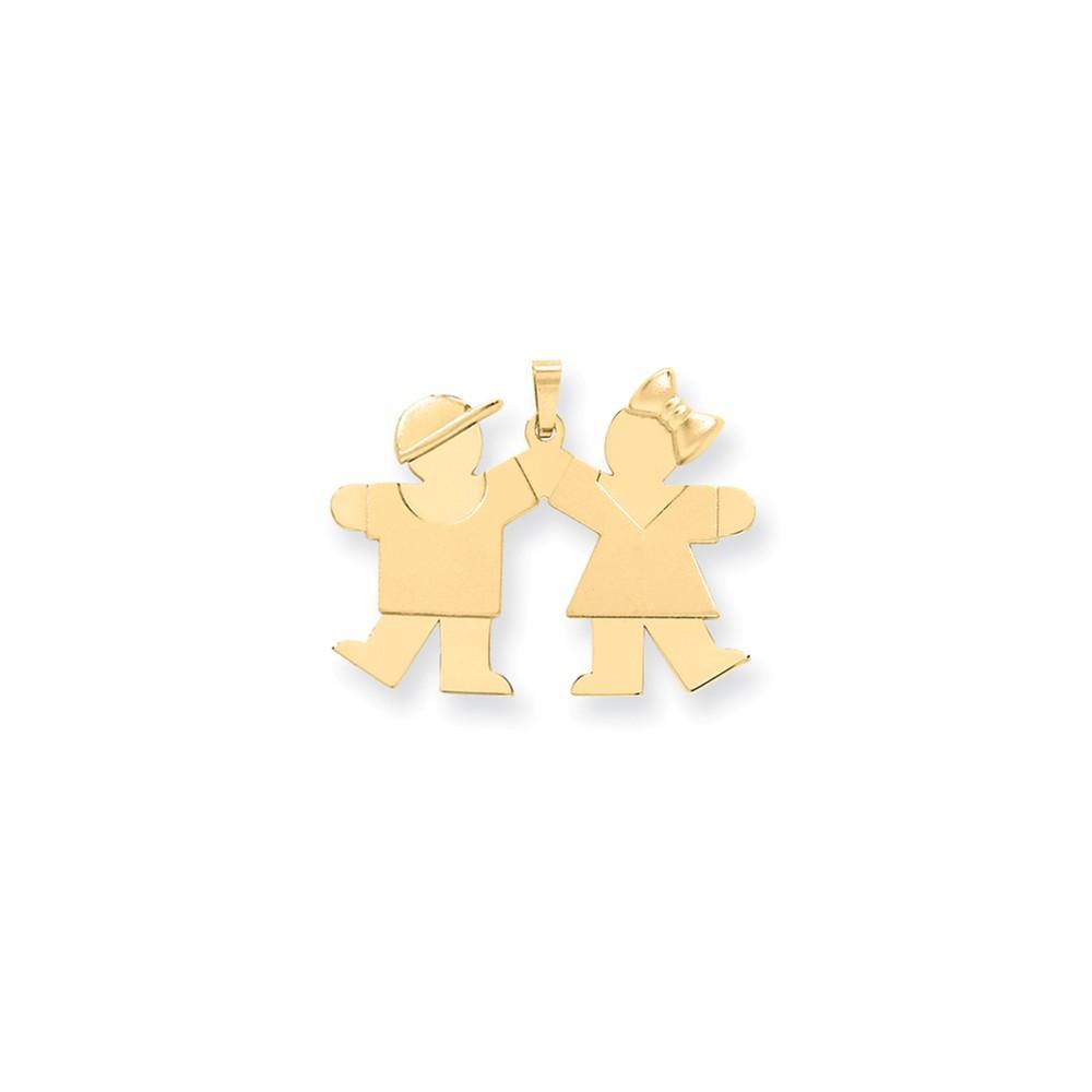 14k Yellow Gold Polished Boy-Girl Twins Kiss Charm