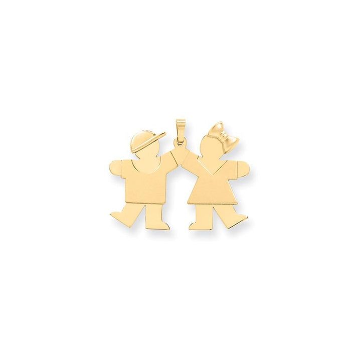 14k Yellow Gold Polished Boy-Girl Twins Kiss Charm