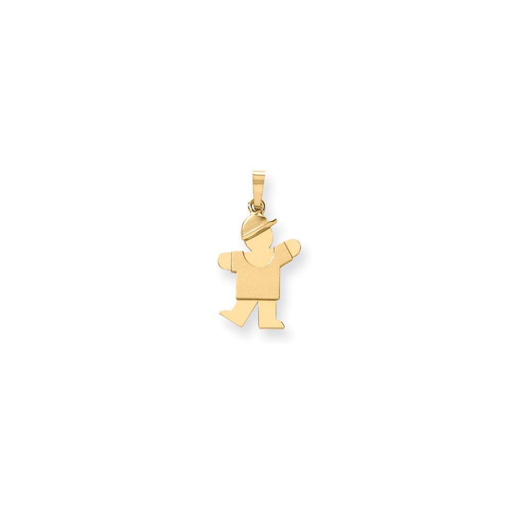 14k Yellow Gold Polished Boy With Hat Kiss Charm