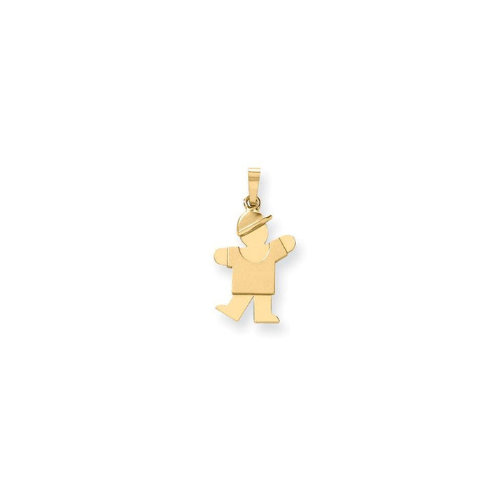 14k Yellow Gold Polished Boy With Hat Kiss Charm