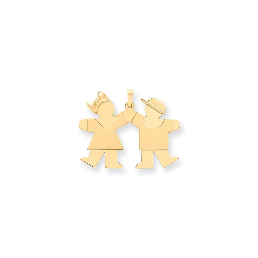 14k Yellow Gold Polished Girl-Boy Twins Kiss Charm