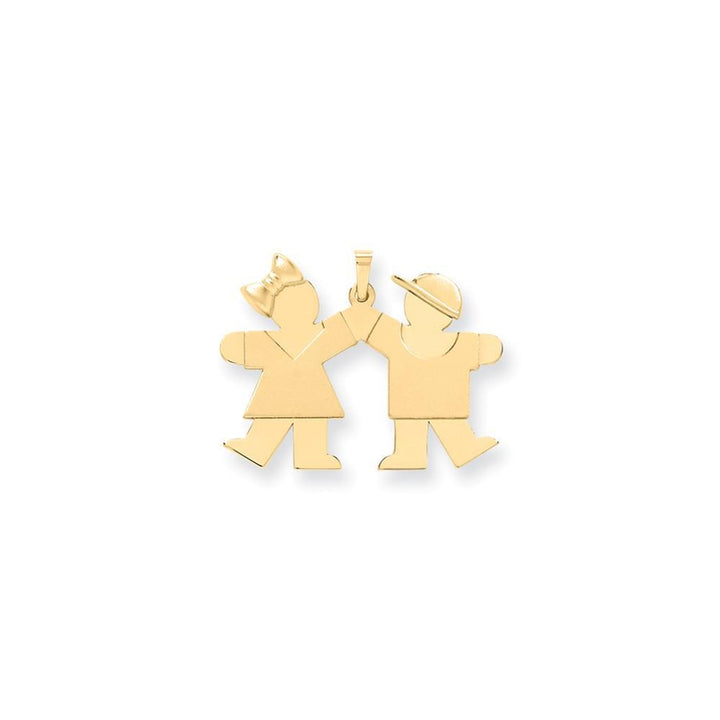 14k Yellow Gold Polished Girl-Boy Twins Kiss Charm